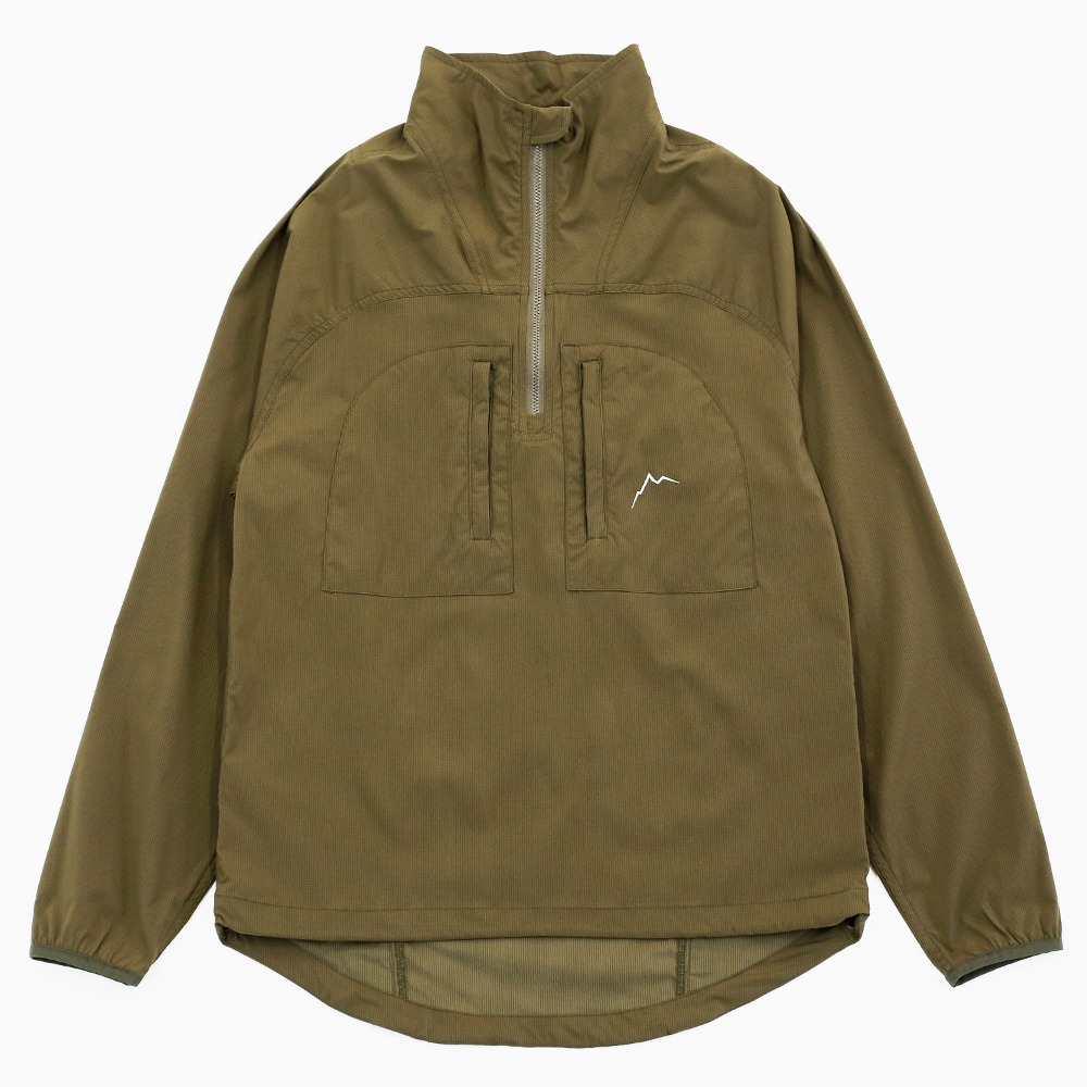 Stretch Nylon Half Zip Jacket / brown khaki