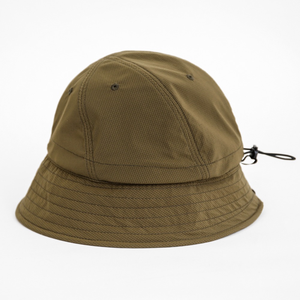 Stretch nylon 6panel hat / brown khaki