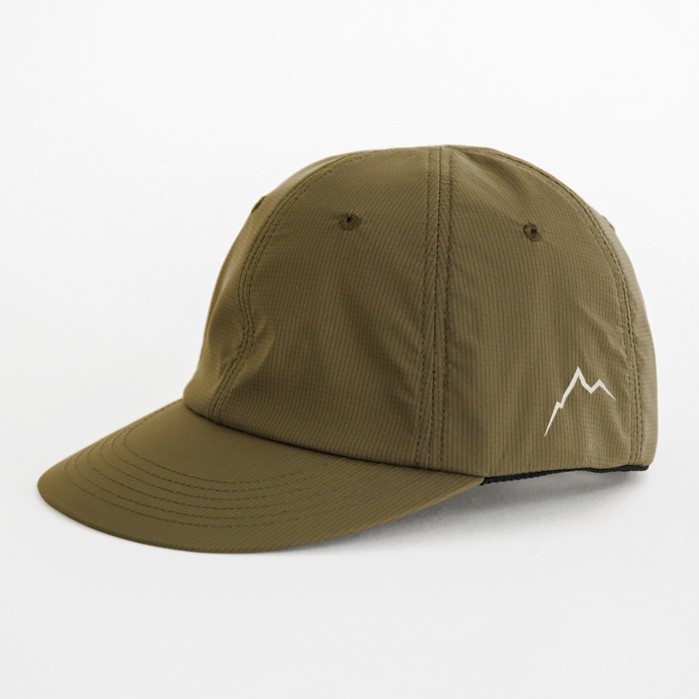 stretch nylon cap / brown khaki